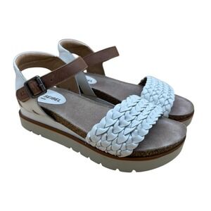 Josef Seibel Cleo 16  White Briwn platform leather sandals, Women's 7 (38), EUC